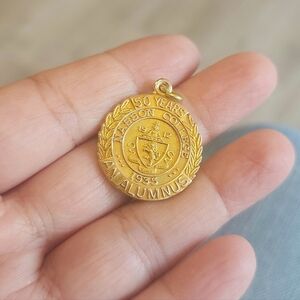 Nasson College Gold Filled Pendant 10k Commemorative Medal 50 Years 1935 Alumnus